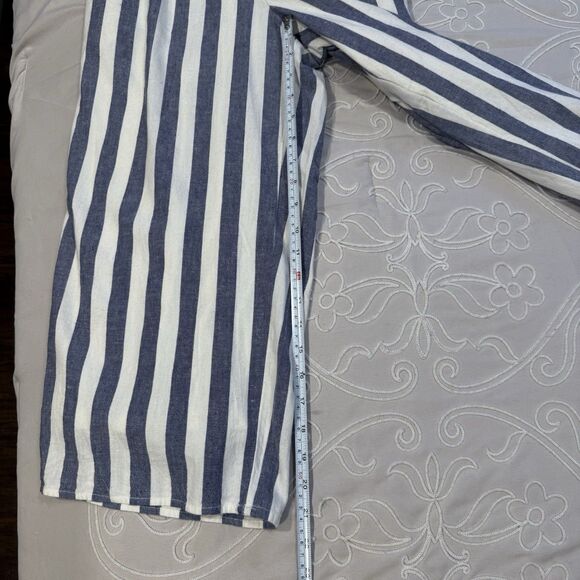 American Eagle Blue Ivory Striped Button Front Jumpsuit Size Small Petite - Picture 13 of 13